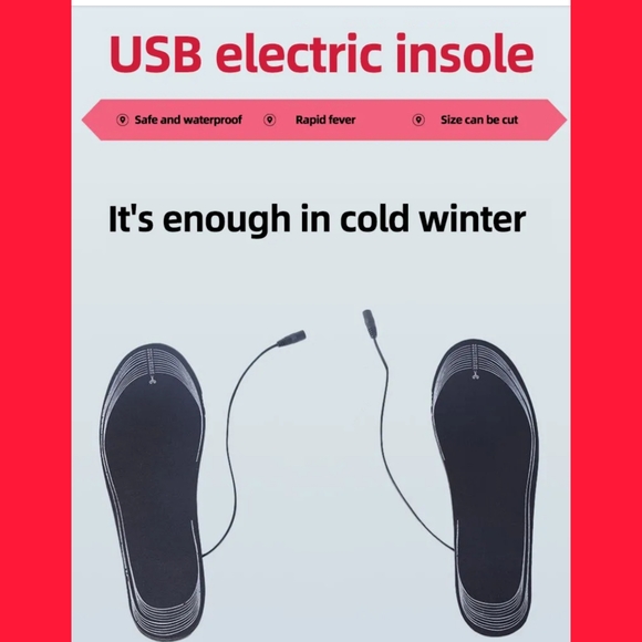 USB charging heating insoles for women or men & most shoe types, cut to fit - Picture 2 of 10